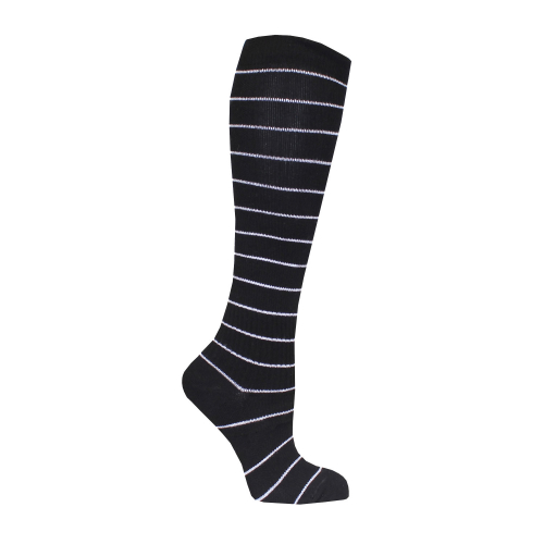 2-pack Bambu stödstrumpor knä svart/vit-randig 36-40