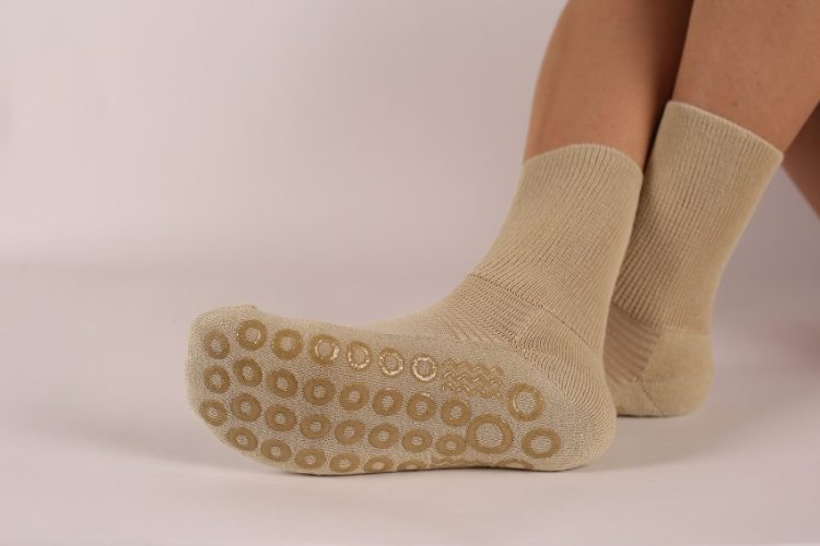 5-pack Halksockor antihalk bomullsfrotté sand 46-48