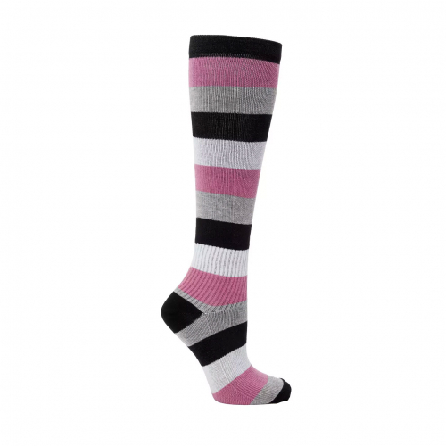Stödstrumpor knä lågpris rosa/svart/grårandig 36-40