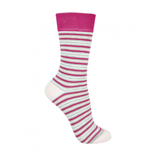 Strumpor mönstrad komfortbambu rosa/grårandig 35-38