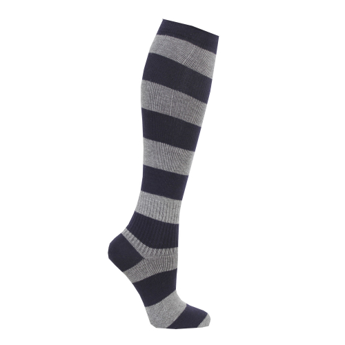2-pack Bambu stödstrumpor knä grå/blårandig 36-40
