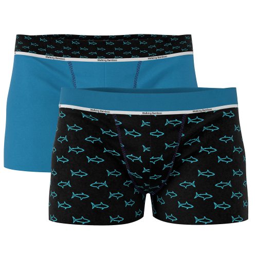 2-pack kalsonger boxer bambu mönstrad hajar blå/marin S
