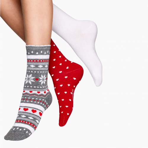 3-pack julstrumpor jolly socks grå/vit/röd 39-41