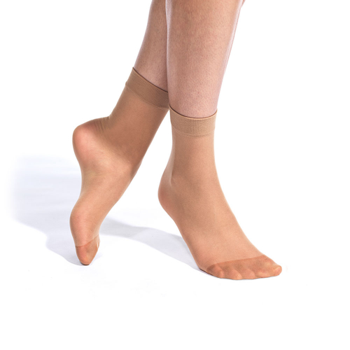 5-pack 20 den ankelsockor nylon dam basic solbrun one size