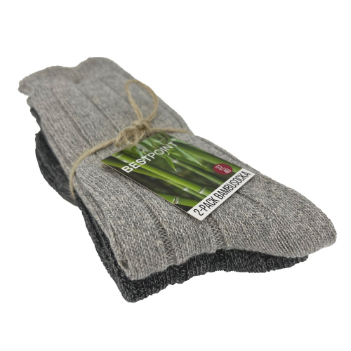 2-pack Bestpoint bambustrumpor ribbade ljusgrå/mörkgrå 37-40