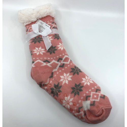 Cozy sock med halkskydd rosa one size
