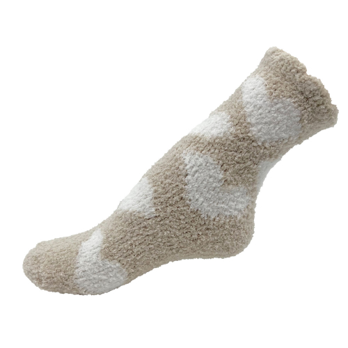 Cozy sock hjärtan beige one size