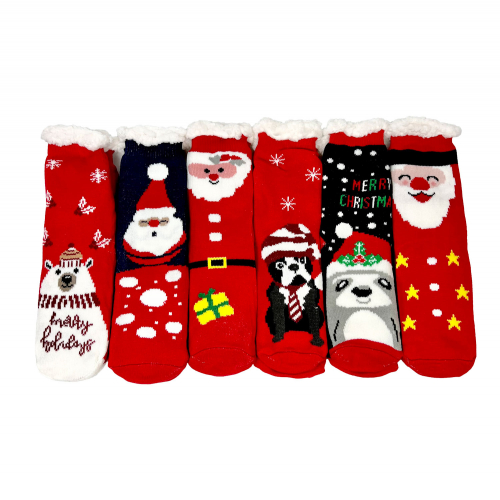 Cozy sock jul halkbeläggning blandade färger och mönster one size
