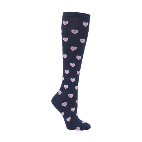 2-pack Bambu stödstrumpor marin/hjärtan 36-40