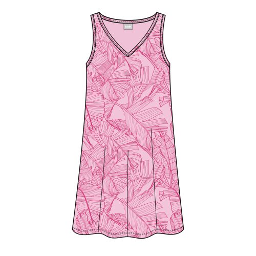 Nattlinne bambu utan ärm bananlöv rosa XL