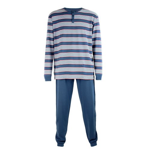 Herrpyjamas randig blå/rödrandig S