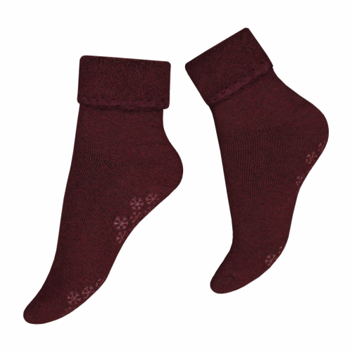 Heather wool anti-slip vinröd 37-41