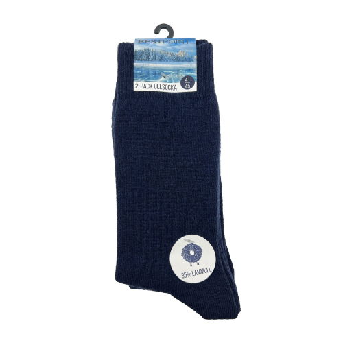 Fynd! 2-pack Bestpoint lammullsstrumpor marin 41-45