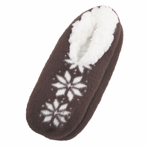 Toffel stjärna med halkbeläggning brun one size