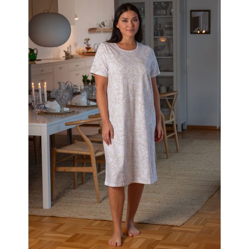 Nattlinne kort ärm pioner beige S