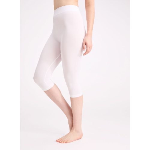 Seamless capri leggings 100 den vit L-XL
