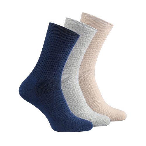 6-pack ankelsock extra lös resår beige/grå/marin 43-45