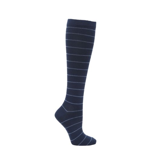 2-pack Bambu stödknästrumpa marin/blårandig 36-40