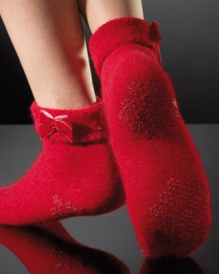 2-pack Velvet bow angora sock svart/röd i gruppen Strumpor / Ankelstrumpor | Kort skaft hos Gus Textil AB (95015r)