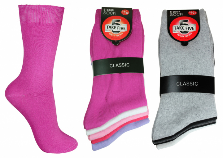 5-pack sockor dam enfärgad i gruppen Strumpor hos Gus Textil AB (921198r)